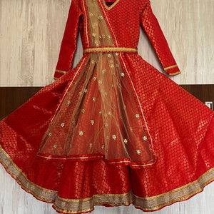 Kathak dress-indian Anarkali costume/kathak Anarkali/Bharatnatyam dress/Indian dance/bollywood costume/fully customiseable/red anarkali/ image 2