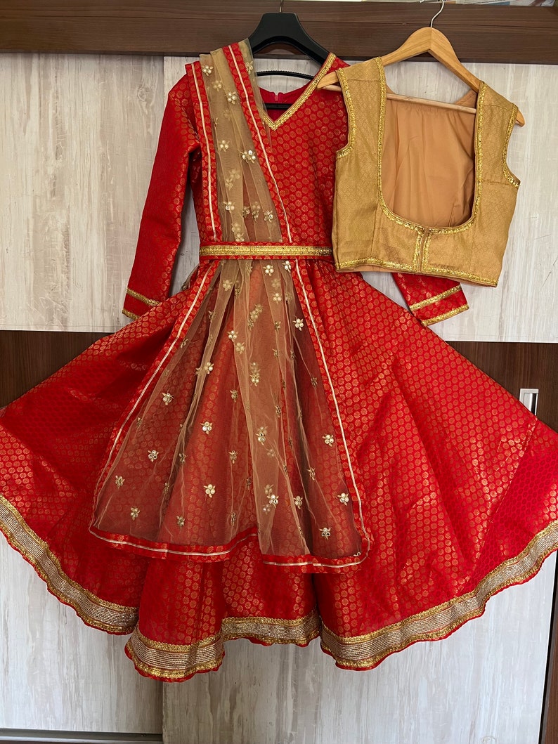 Kathak dress-indian Anarkali costume/kathak Anarkali/Bharatnatyam dress/Indian dance/bollywood costume/fully customiseable/red anarkali/ image 3