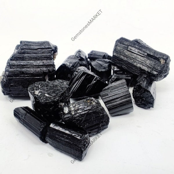 10 cristaux naturels de tourmaline noire brute : au choix, onces ou livre, gros, tourmaline noire brute de 1 à 2 po.