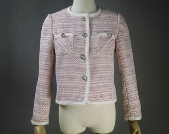 Maßgeschneiderte Rosa Tweed Jacke: Vintage Inspirierte Blazer