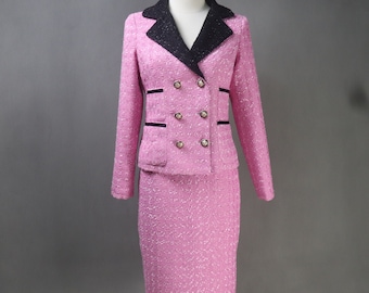 Women custom made Hot Pink Vintage Style Tweed Suit / Drag Show Suit/ Graduation / Wedding / Formal events / Speech Day, Halloween Suit