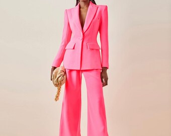 ladies hot pink suit