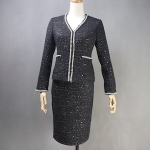 Custom Made Sequinned Suit Tweed Jewellery Jacket Pencil Knee Over Knee Length Skirt Suit Evening Dinner Formal Even Graduation Etsy