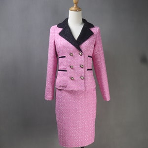 Women custom made Hot Pink Vintage Style Tweed Suit / Drag Show Suit/ Graduation / Wedding / Formal events / Speech Day, Halloween Suit