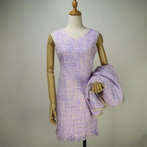 Custom Purple Jacket Dress Suit Plus Size & Any Length with Tassel Fringe Trim