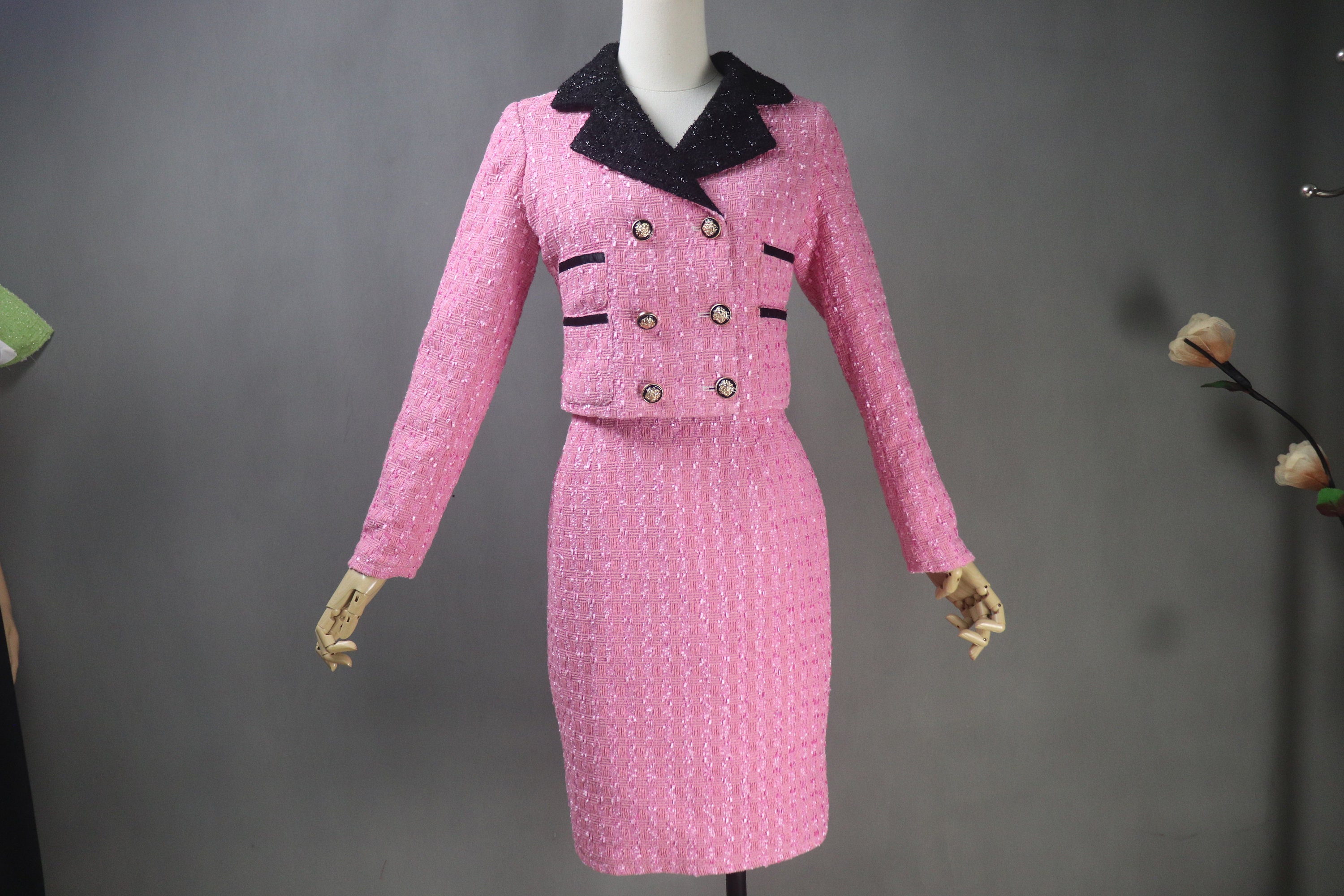 Hot Pink Tweed Dress | Momo - Twice L