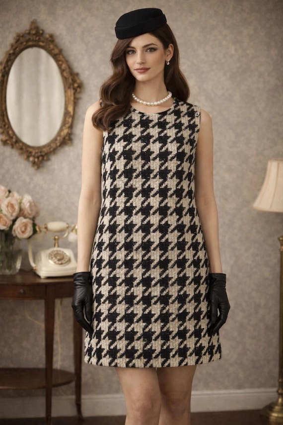 classic tweed dress Daring Diva Women's Tweed Formal Work Long Sleeve Sheath Dress XL White Black, Multicolor