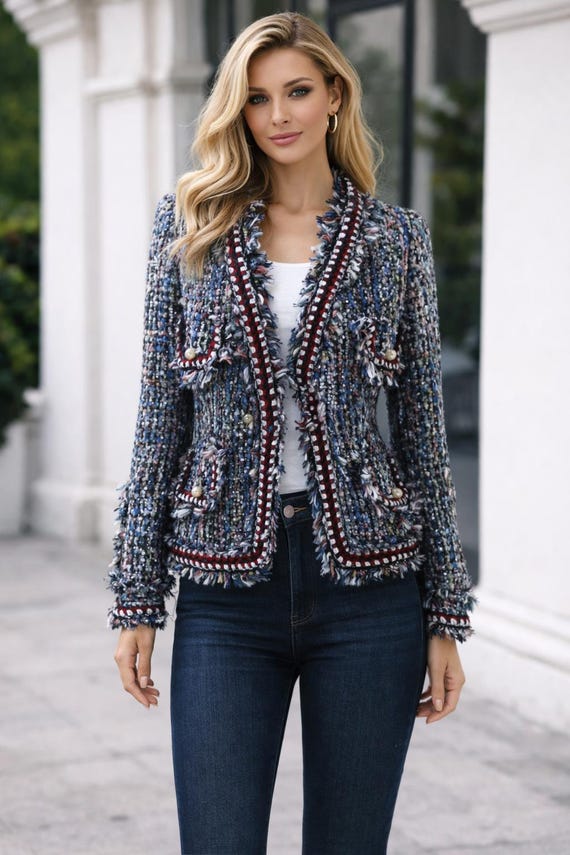 Custom Made Black Tweed Jacket: Made to Measurement, Tassel