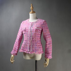 Pink Tweed Jacket Suit – Bespoke, Plus Sizes with Shorts, Skirt, or Trousers