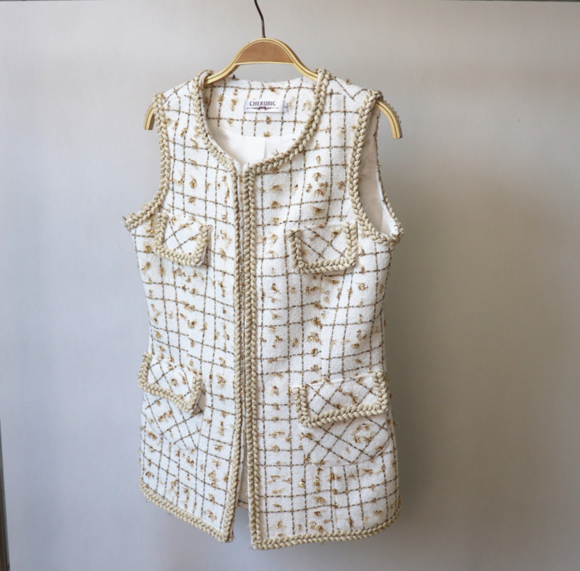 メゾンドドルチェ　candy tweed vest ホワイト candy tweed vest/white | maison de Dolce.