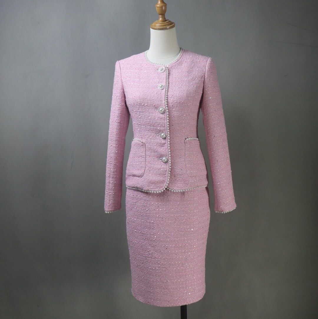 Pink Tweed Skirt W/Silver Accent main image 1