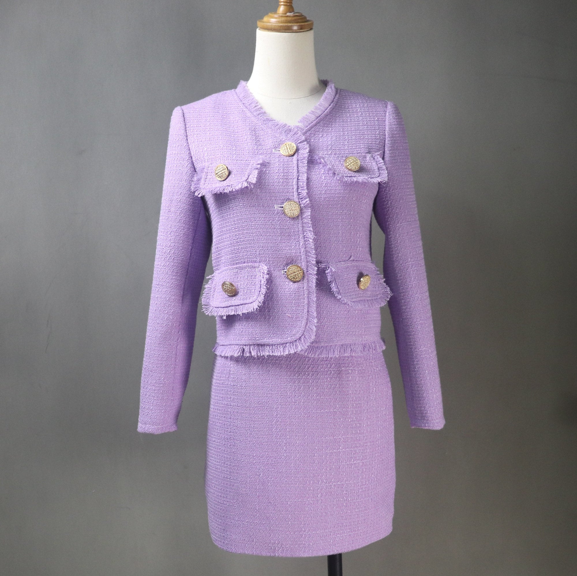 Purple tweed jacket hotsell