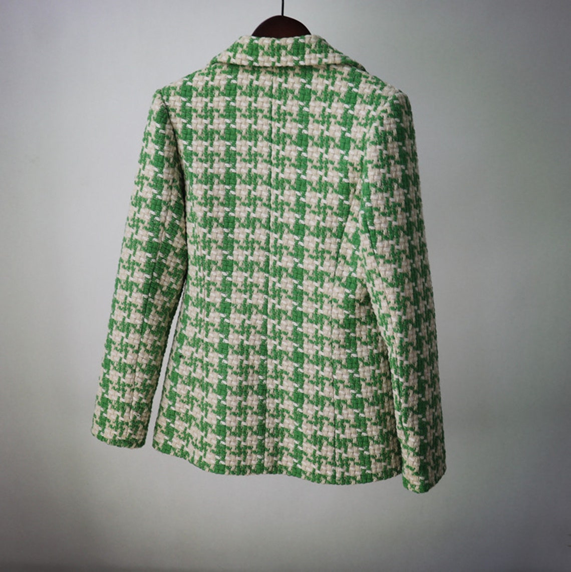Womens CUSTOM MADE to Order Green Houndstooth Tweed Jacket Etsy