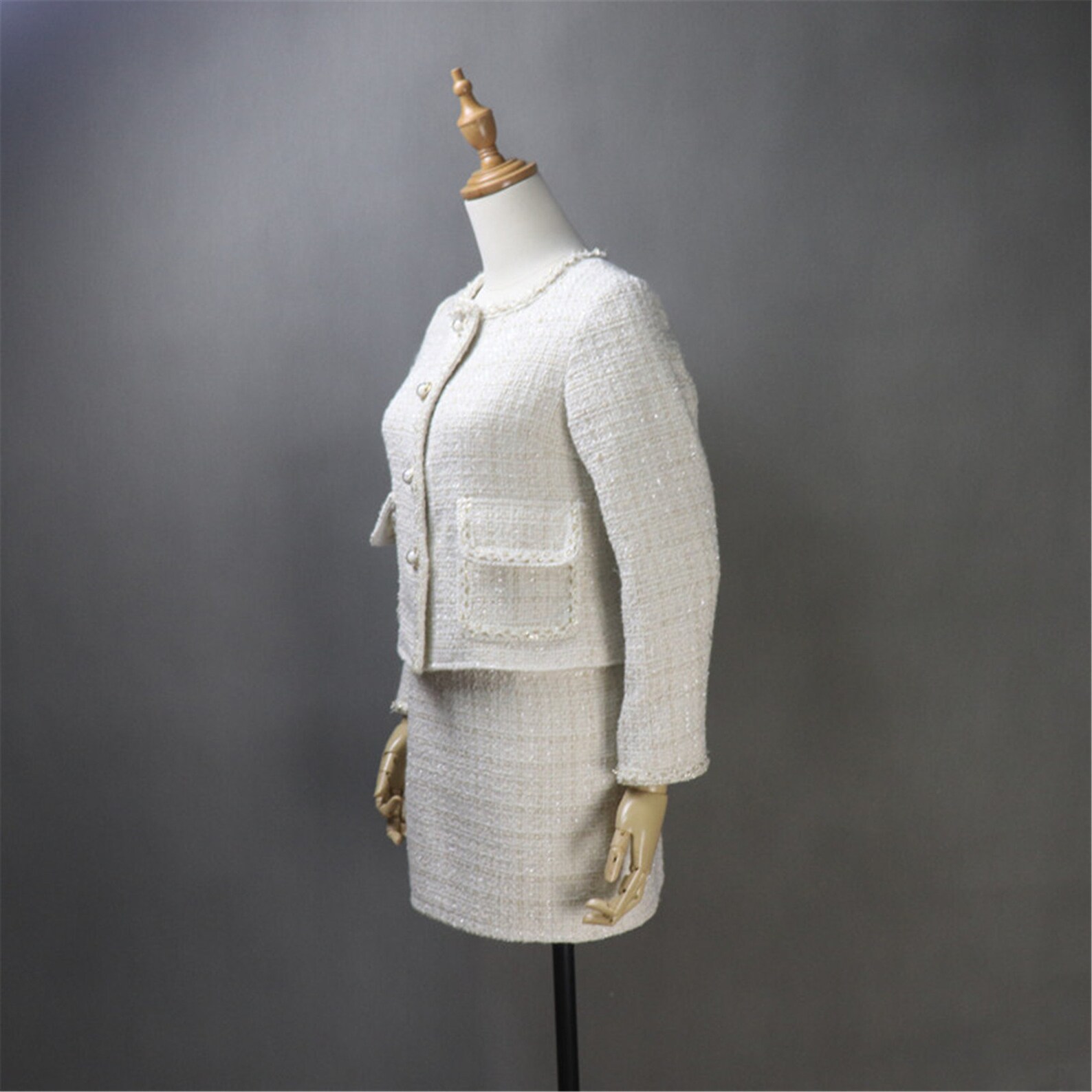 Women's Custom Made Beige Checked Pattern Tweed Blazer - Etsy