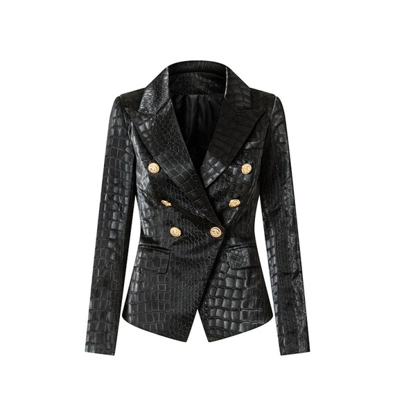 Faux Crocodile Leather Fitted 