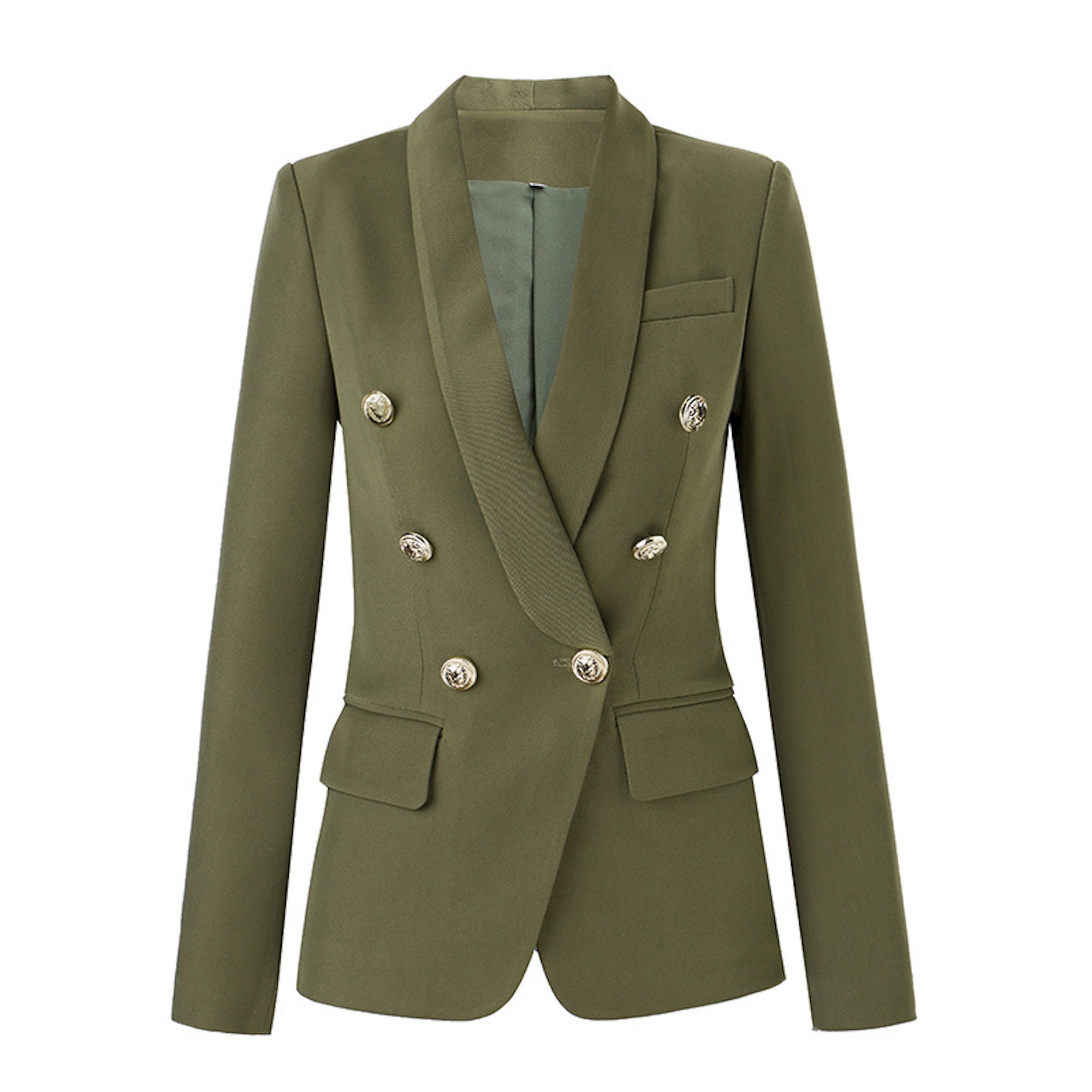 Golden Lion Buttons Shawl Collar 