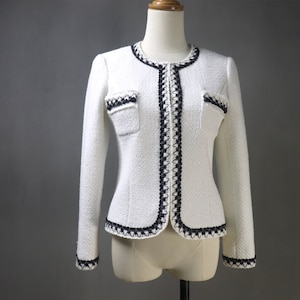 Women Custom Made Jacket White Tweed Jacket + Long / Short Skirt / Trousers  Shorts Suit  for Wedding, Graduation, Speech Day, Formal Event