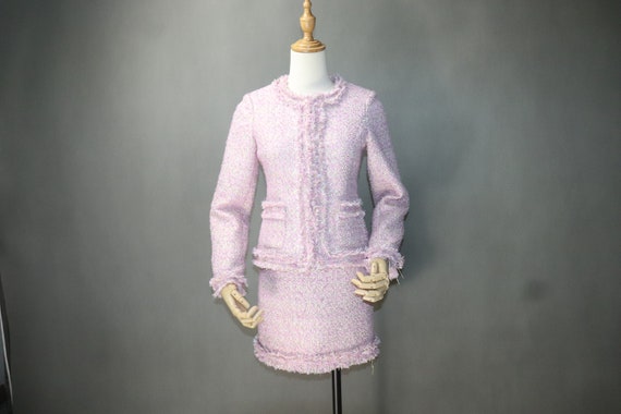 pink tweed skirt suit