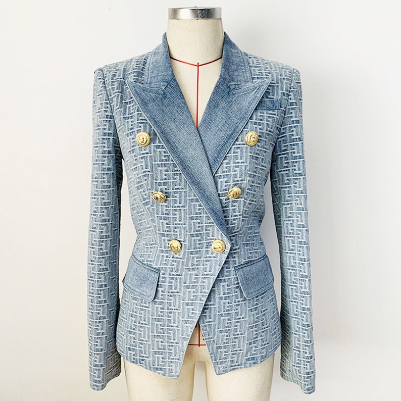 The Abstract pattern will make this denim blazer stand out! This is a perfect item for Spring and Summer Chilly Morning and Night. You can wear it with a dress for summer and a pair of trousers for a smart casual look .