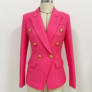 Blazer ajusté femme boutons dorés manteau noir blanc fuchsia blazer de costume bureau costume formel blazer image 9