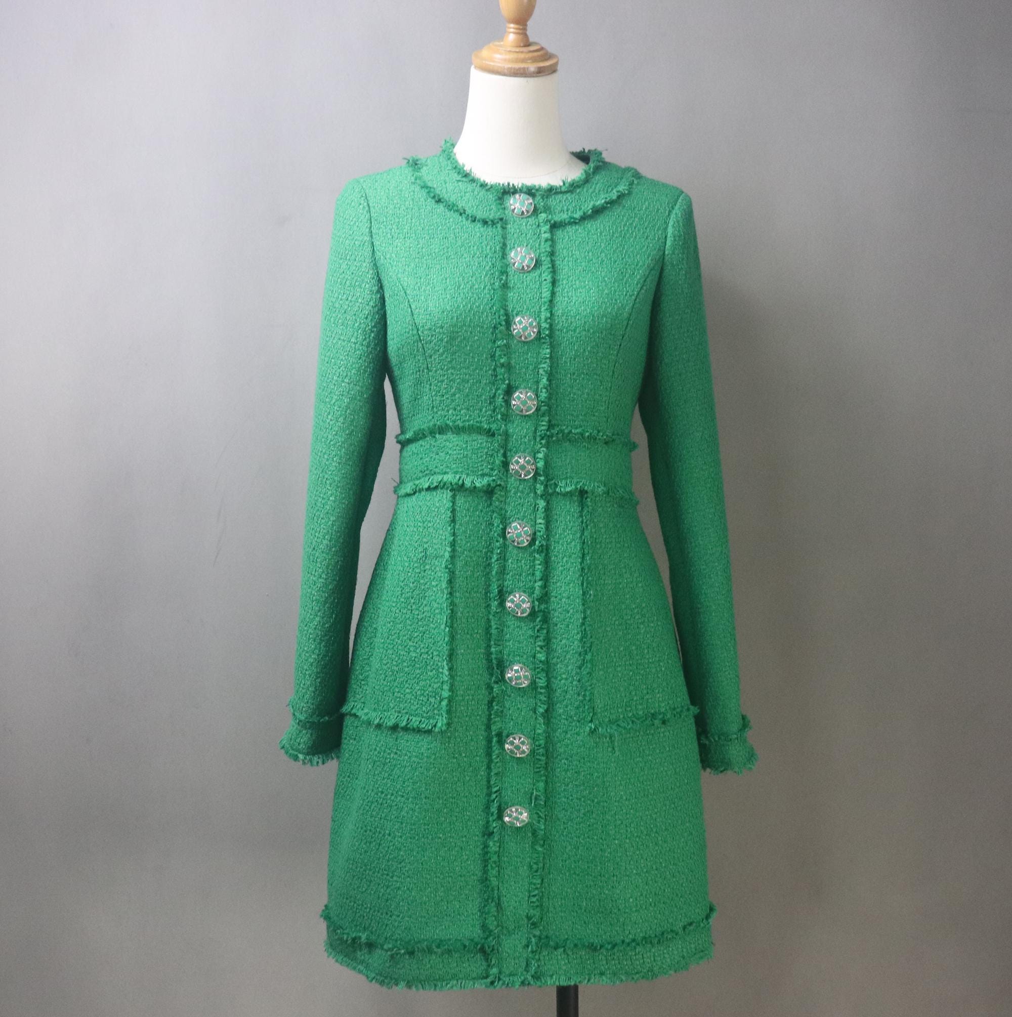 light green spaghetti strap dress Green Tweed Pleated Hem Dress – Ombrello Clothing main image 1