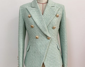 mint green boucle jacket
