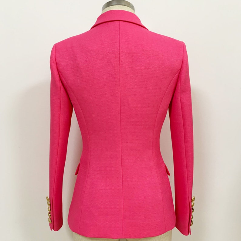 Blazer ajusté femme boutons dorés manteau noir blanc fuchsia blazer de costume bureau costume formel blazer image 10