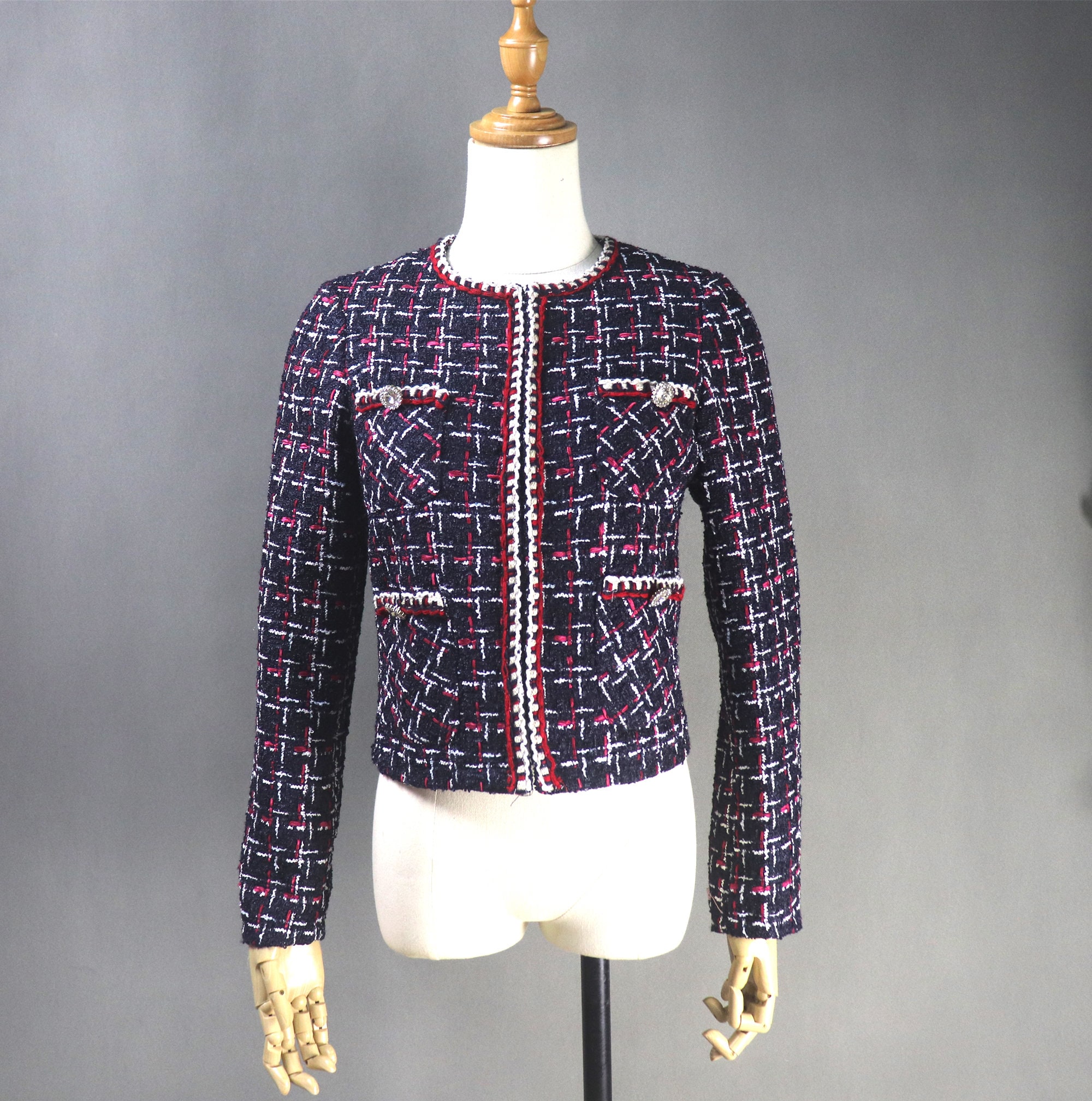Chanel - Authenticated Jacket - Tweed Blue Abstract for Women, Very Good Condition