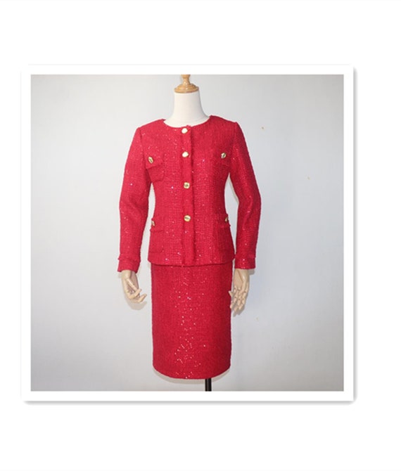 Womens Designer Inspired Multi-Color Sequined Tweed Suit *Customized Size* Womens Designer Inspired Multi-Color Sequined Tweed Suit *Customized Size*