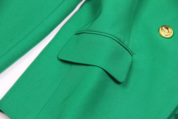 Women's Green Fitted Blazer Golden Buttons Coat