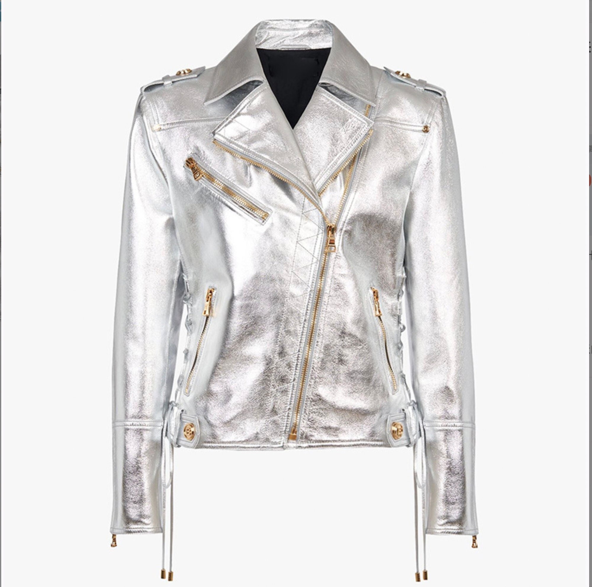 Golden Buttons Metallic Silver Biker 