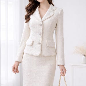 ladies cream dress suit Beige Linen Suits Women