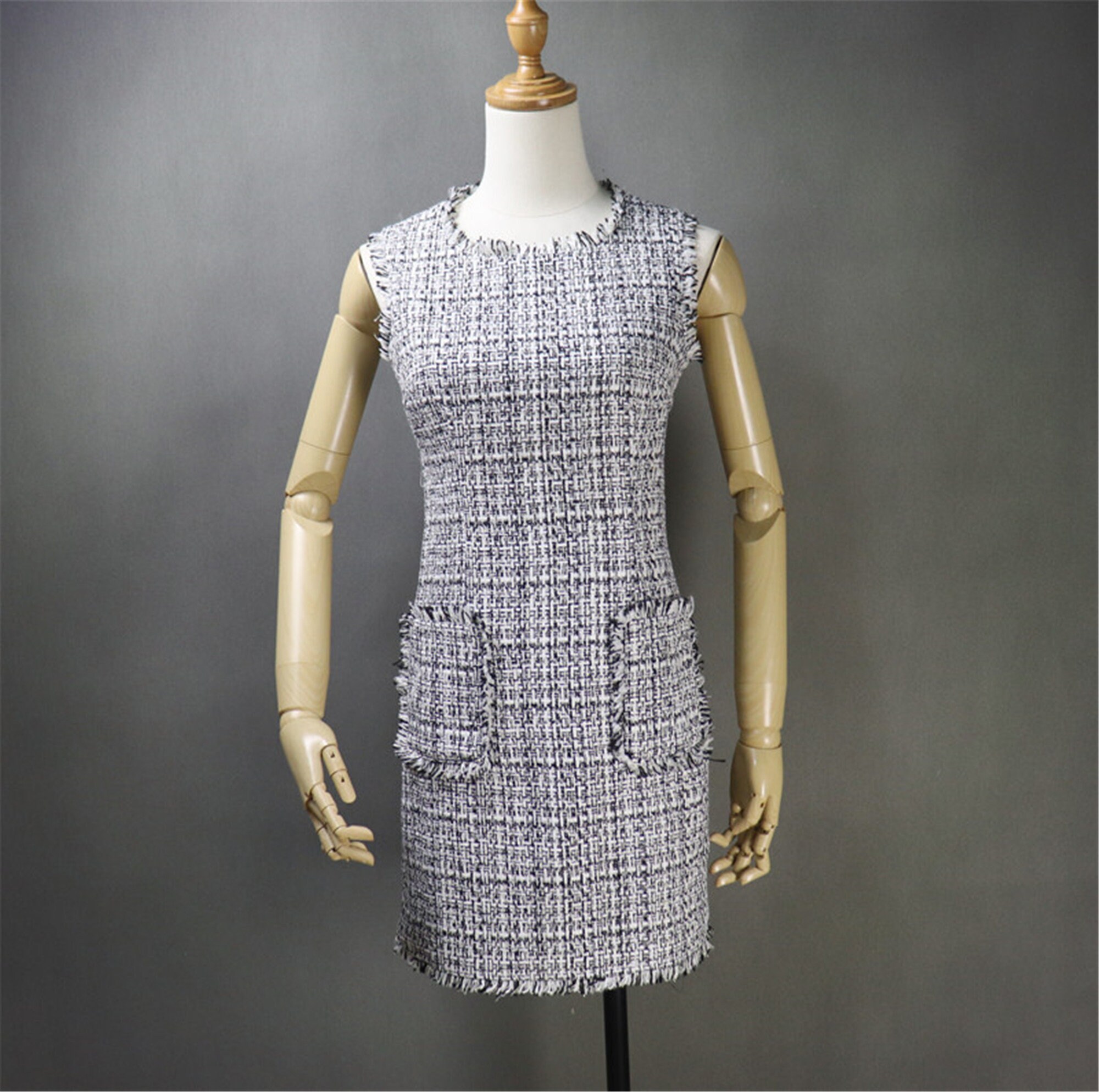 Tweed Dress – Custom Made, Plus & Children’s Sizes, Fringe Tassel Fitted Mini, Midi, or Long