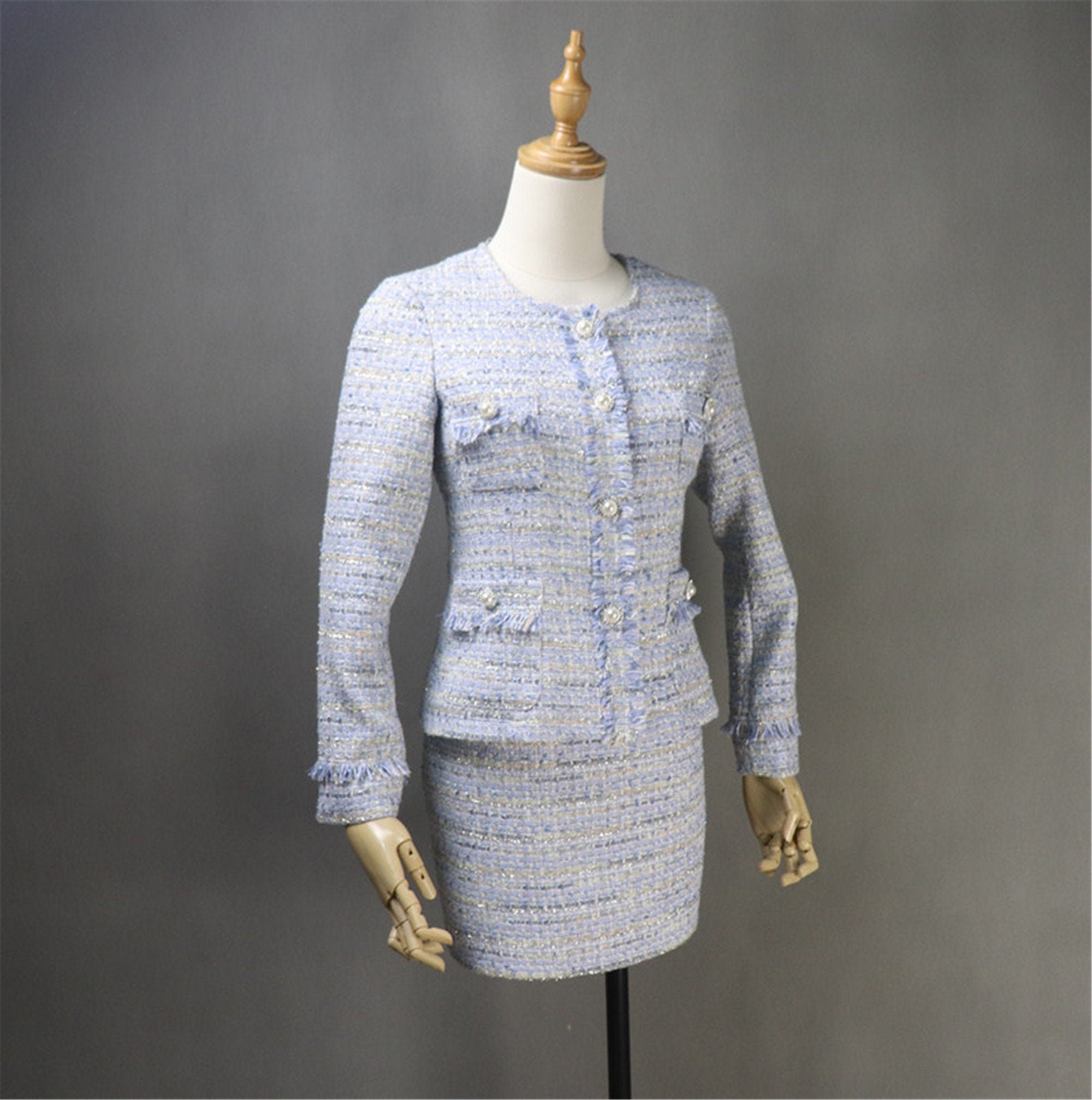 Chanel Haute Couture Two Piece Tweed Skirt Suit, C.