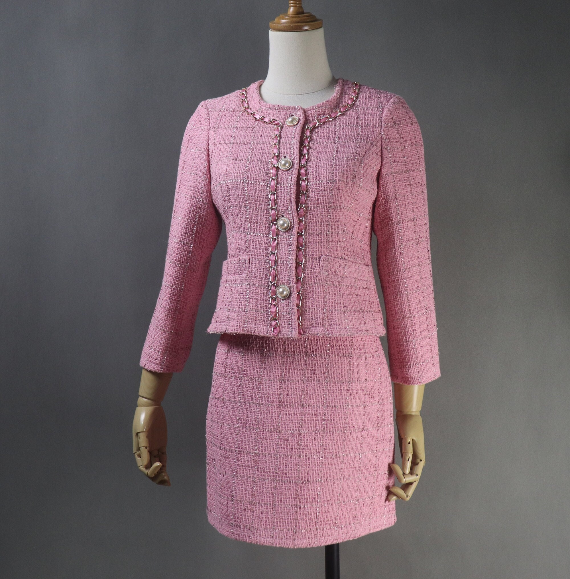 Women's Luxury Bespoke Hand Made Custom Made Tweed Blazer Skirt