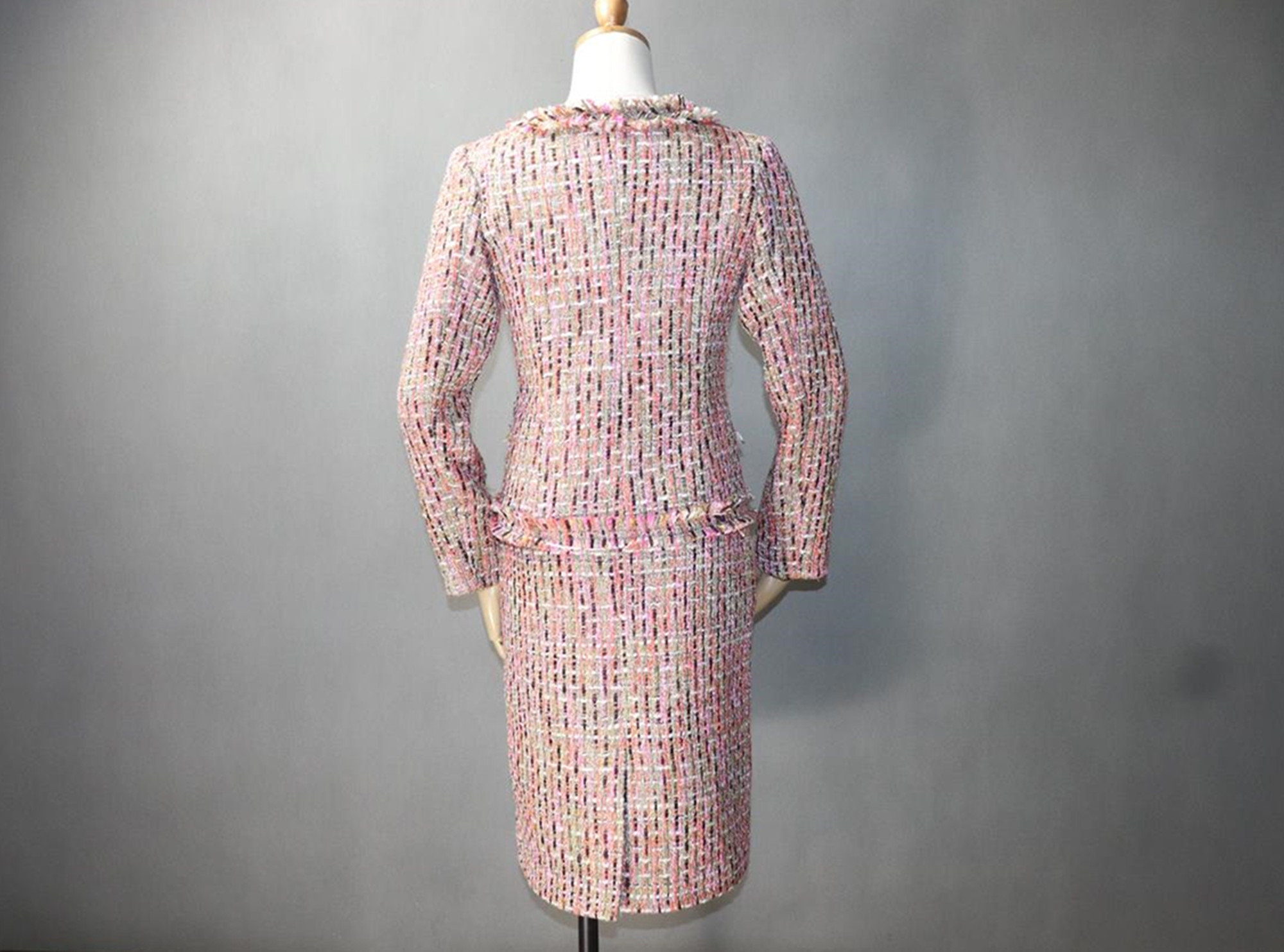 Women's CUSTOM MADE Multi-color Tweed Jacket Coat Blazer 