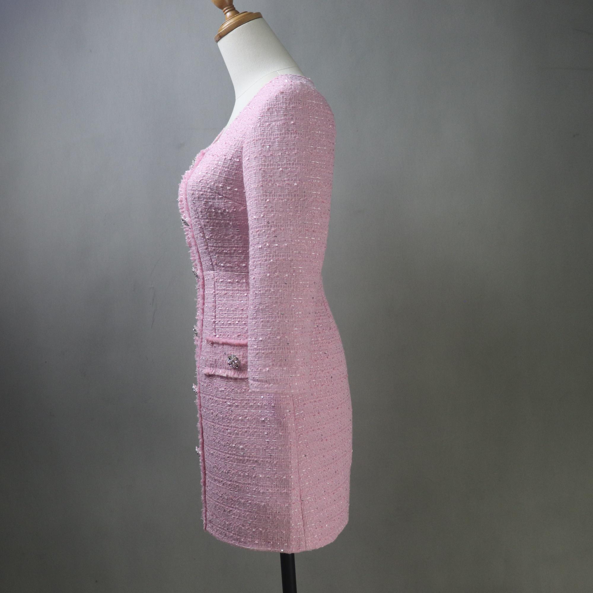 chanel pink tweed dress Chanel pink tweed dress
