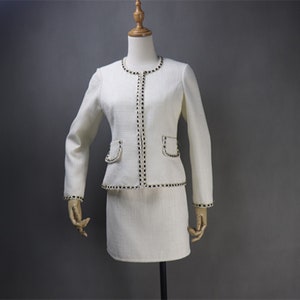 White Tweed Suit – Custom Made, Plus Size Sparkle Jacket with Skirt or Shorts
