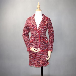 Custom Red Tweed Skirt Suit – Plus Sizes, Any Length Skirt