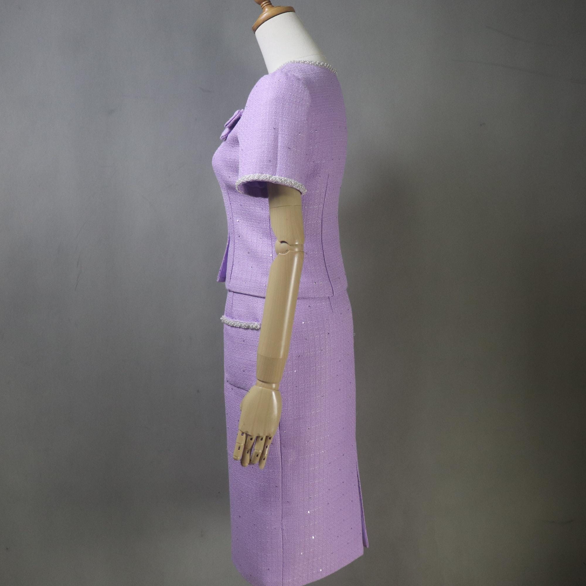 Custom Tweed Lilac Purple Suit Set | Made-to-measure Jacket