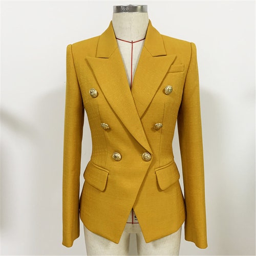 Women's Yellow Lion Buttons Fitted 