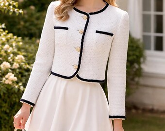 Étoile Cropped Tweed Jacket: Spring Summer Jacket, Custom Made, Formal Occasion Wear