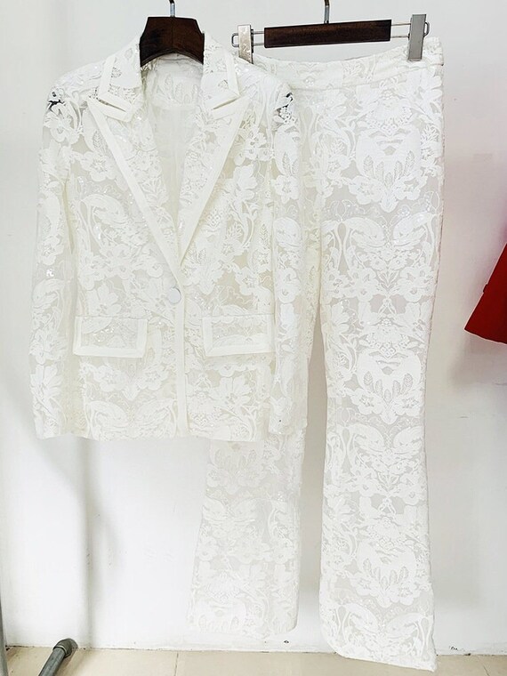 White mesh shop blazer