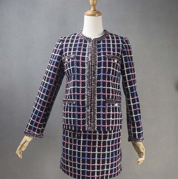 Women's CUSTOM MADE Multi-color Check Pattern Tweed Jacket - Etsy