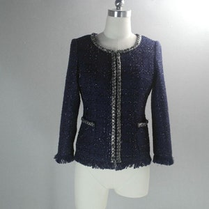 Tassel Sparkle Tweed Jacket Coat: Custom Fit Women&#39;s Jacket for Formal or Office Wear