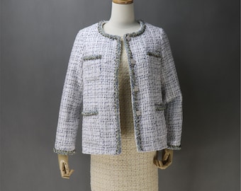 Women's jacket CUSTOM MADE Little Flower Button Tweed Jacket Coat Blazer / Speech Day Graduation / Wedding / Formal Events