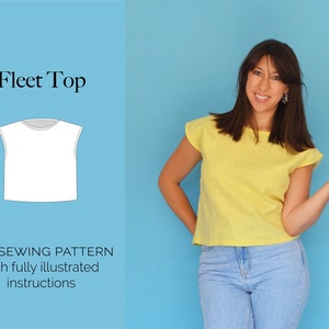 Simple Tee PDF sewing pattern | Easy beginner top sewing pattern | UK 6–20 | fully illustrated instructions