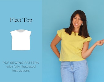 Simple Tee PDF sewing pattern | Easy beginner top sewing pattern | UK 6–20 | fully illustrated instructions