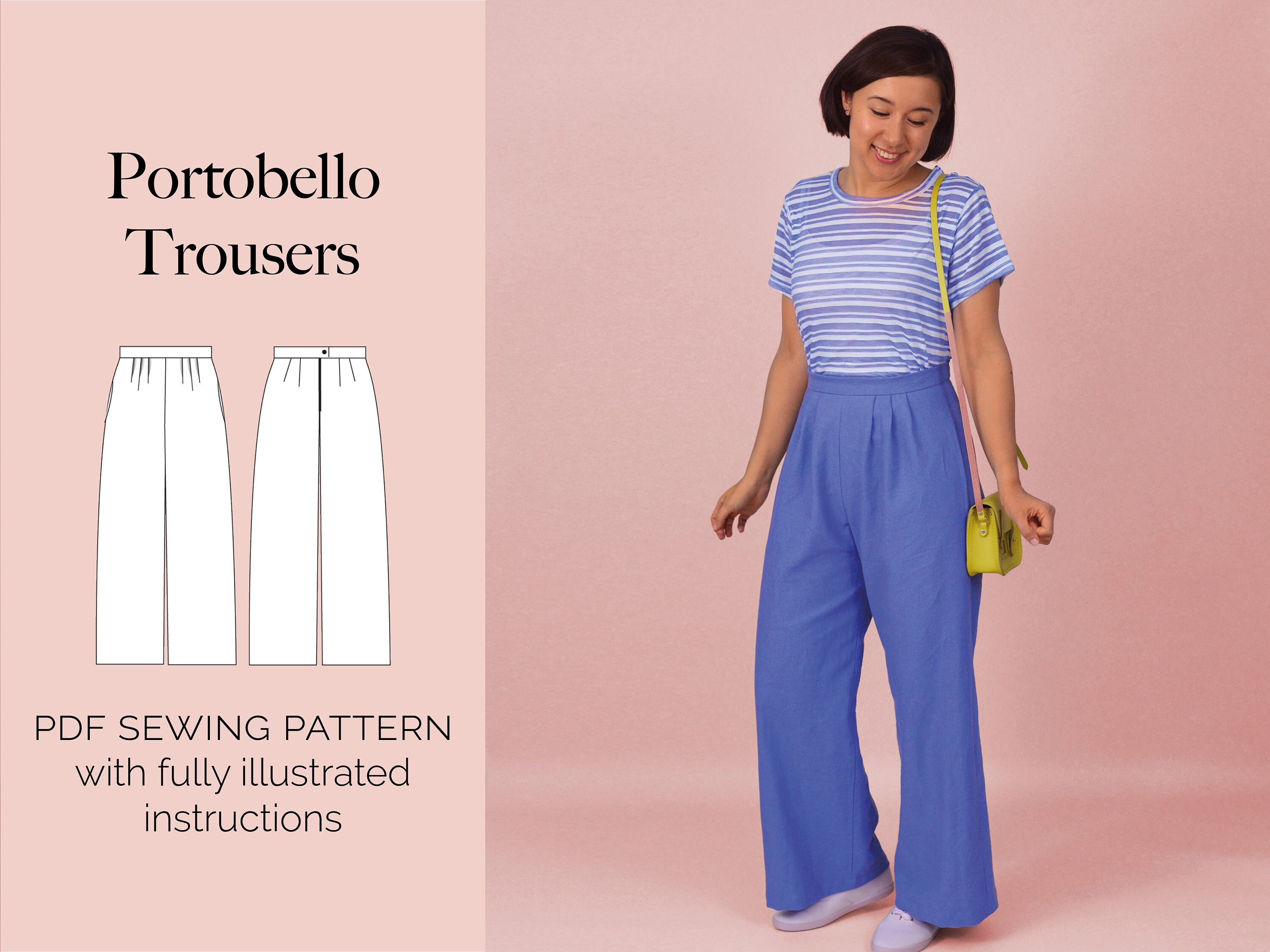 Wide-leg Pleated Trouser PDF Sewing Pattern | 2 Size Bands – UK 6–20 ...