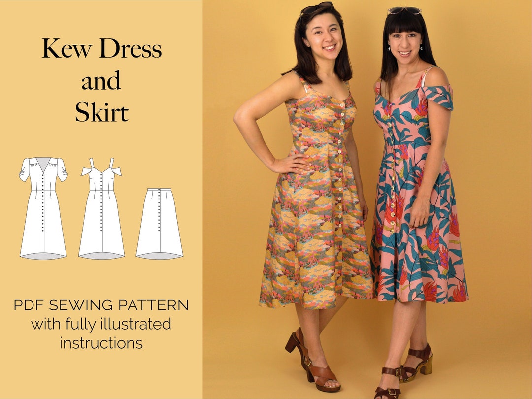 Kew Dress and Skirt PDF Sewing Pattern Tea Dress Sun Dress Highlow